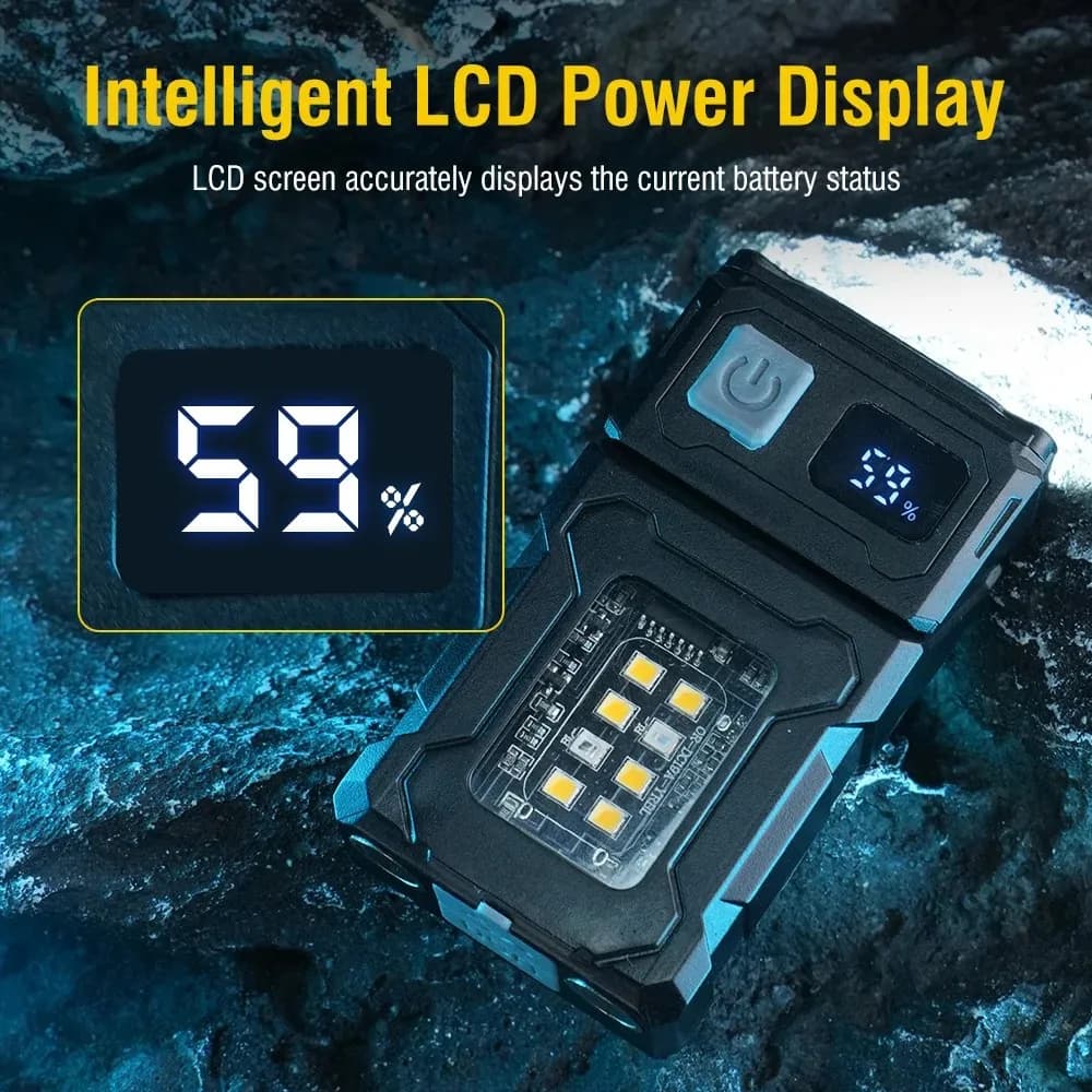 Led flashlight key ring 180 degrees rotating magnetic strength, can be charged working lights camping fishing emergency lights