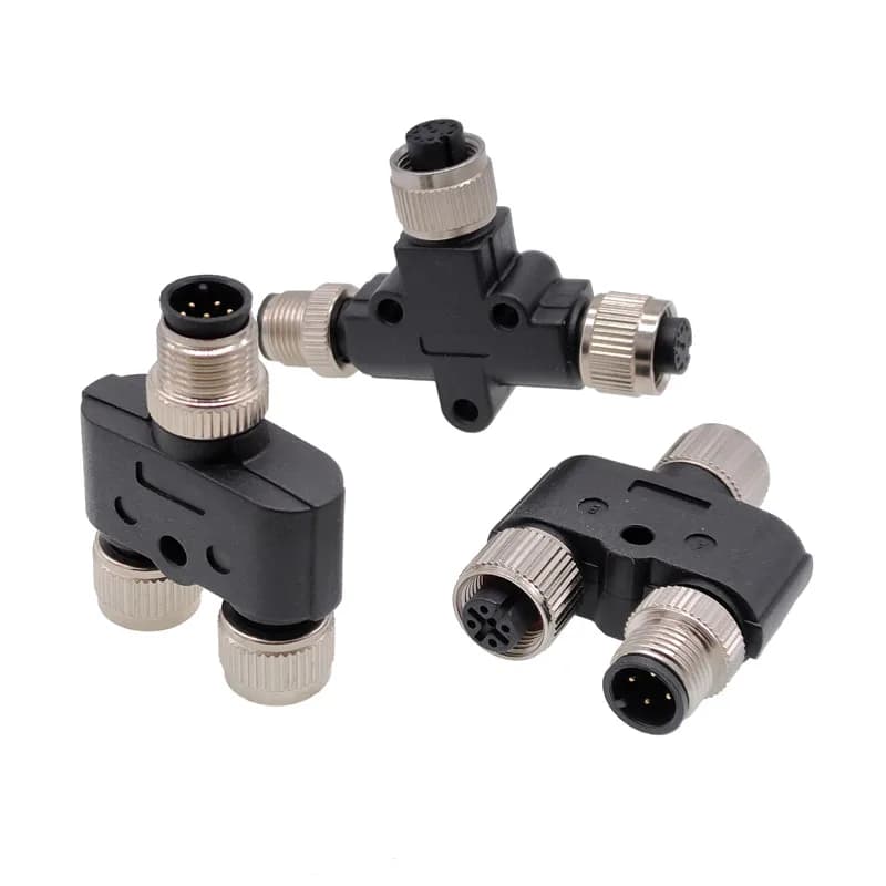 M12 Sensor Connector Waterproof Three-way Pipe Conversion Plug Male Female 4 5 8pin Y Shaped T Type A Code Connectors