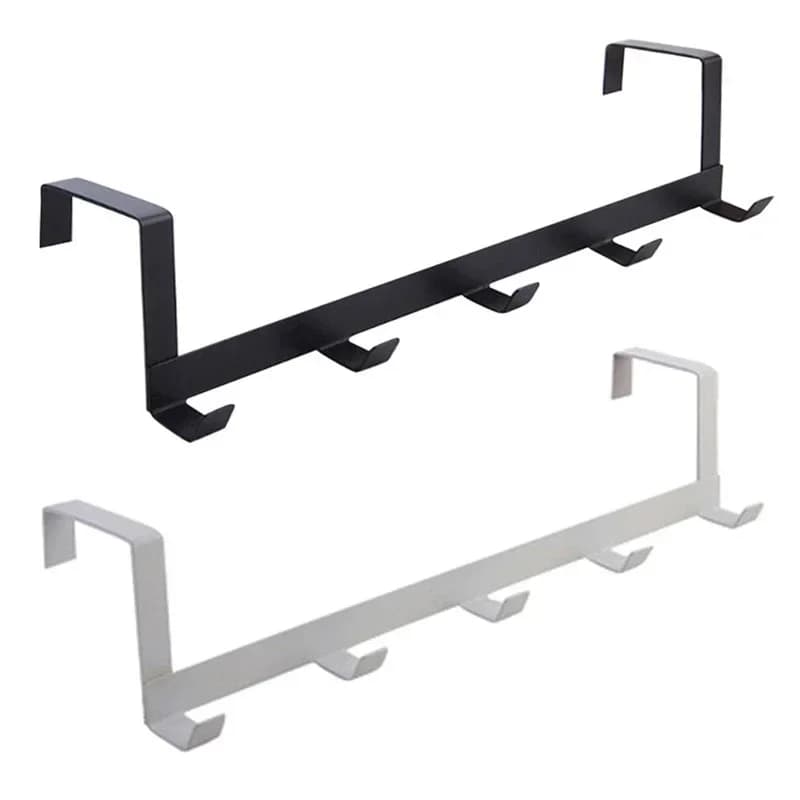 Hooks Over The Door 5 Hooks Home Bathroom Organizer Rack Clothes Coat Hat Towel Hanger New Bathroom Kitchen Accessories Holder