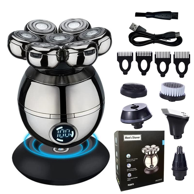 Electric Shaver 7D Floating Cutter Head Base Charging Portable Men Beard Trimmer Clipper Rechargeable Bald Head Electric Razor