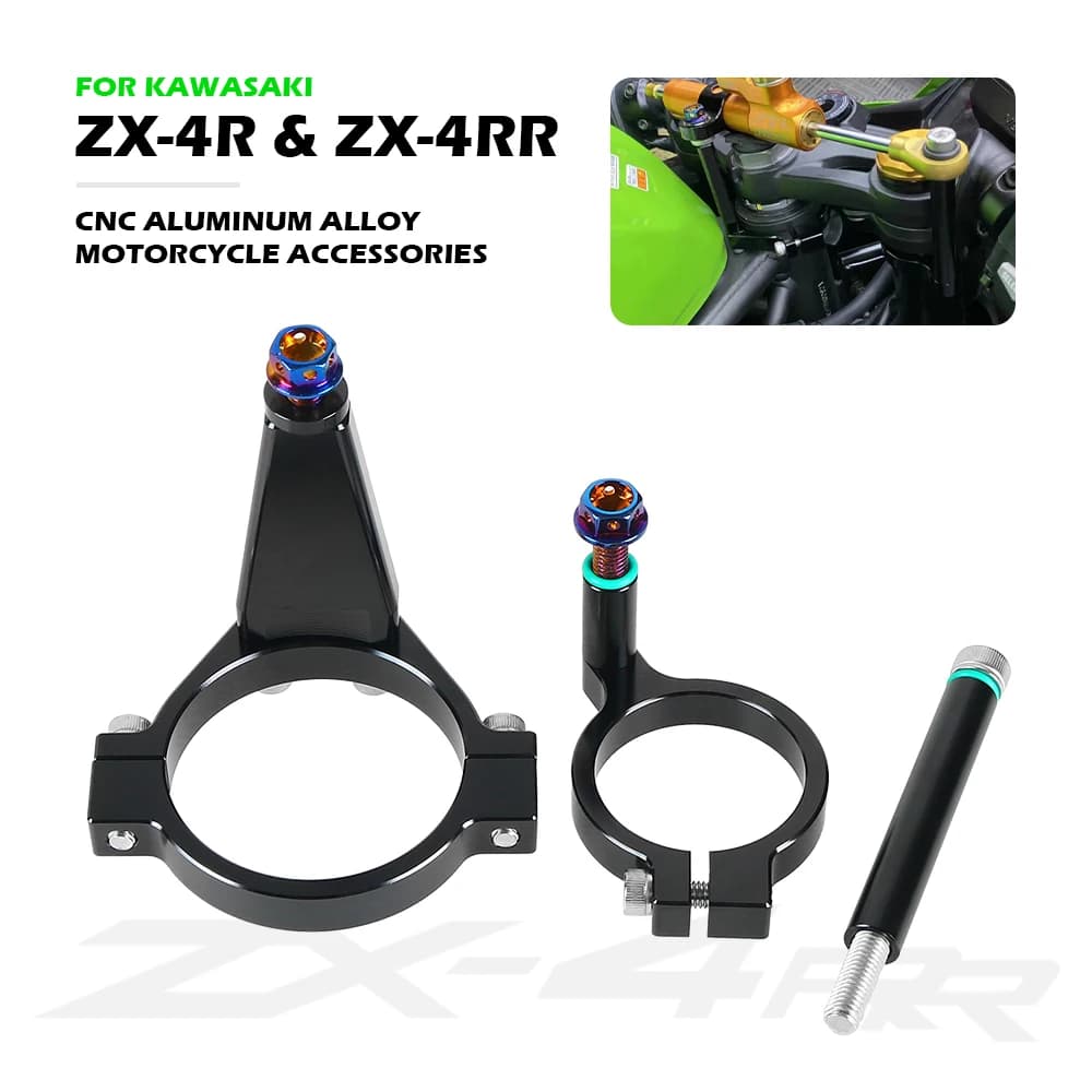 ZX-4R SE ZX-4RR Motorcycle Steering Stabilize Damper Bracket For Kawasaki ZX4R ZX4RR 2020~2024 CNC Aluminium Alloy Accessories