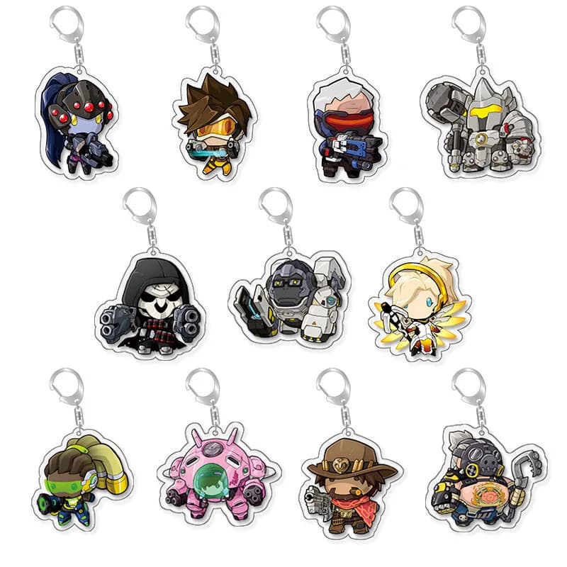 Game Pharah Overwatch Sombra Bastion Mei Ashe Genji Cosplay Key Chain Cartoon Pendant Christmas Gift