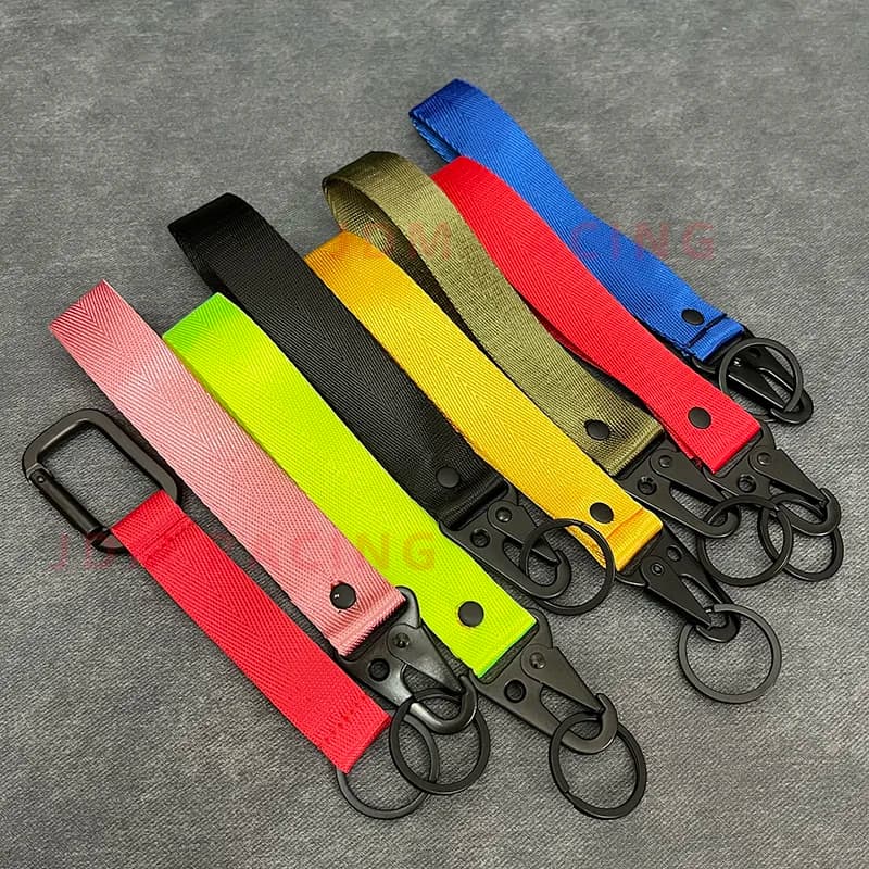 Fashion Solid Color Ribbon Keychain Lanyard Business Gift Key Chain Men Women Car Key Strap Waist Wallet KeyChains Keyrings