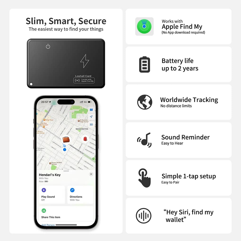 New Wireless Charging Tracking Location Wallet Tracker Card Waterproof GPS Locator Work with Apple Find My App Bluetooth Tracker