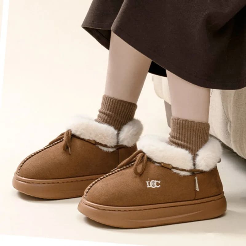 Warm Furry Winter Women's Short Boots Comfortable Thick Sole Outdoor Ladies Cotton Shoes Anti-slip Plush Platform Botas Mujer