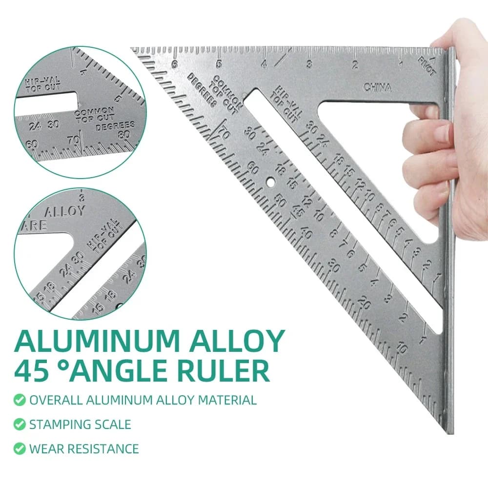 7" British Tripod Aluminium Angle Protractor for Woodworkers Carpenter's Tools 90 Degree Thick Leather Woodworker's Right Angle