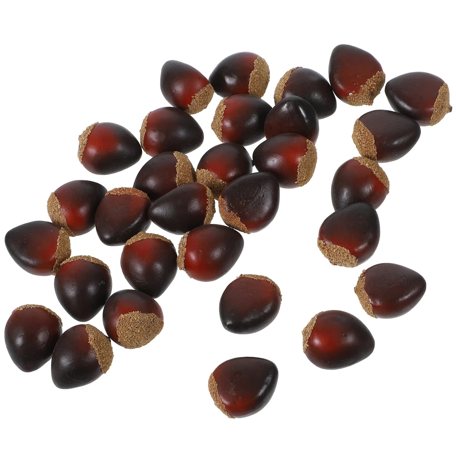 30 Pcs Foam Chestnut Artificial Nuts Decorations Fake Food Prop Nut Model Display Easy Clean Lightweight Portable