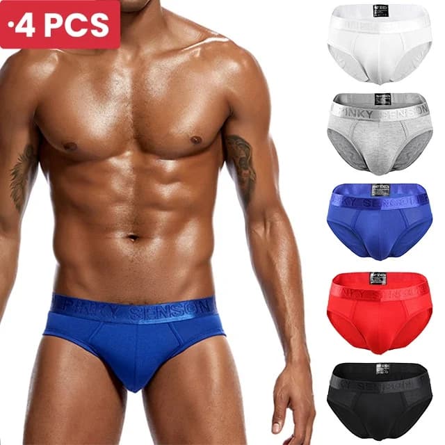4 PCS Men Fashion Sexy Gay Classic Men's Briefs New Male Sleepwear Panties Low Waist Underpants Modal Underwears Briefs