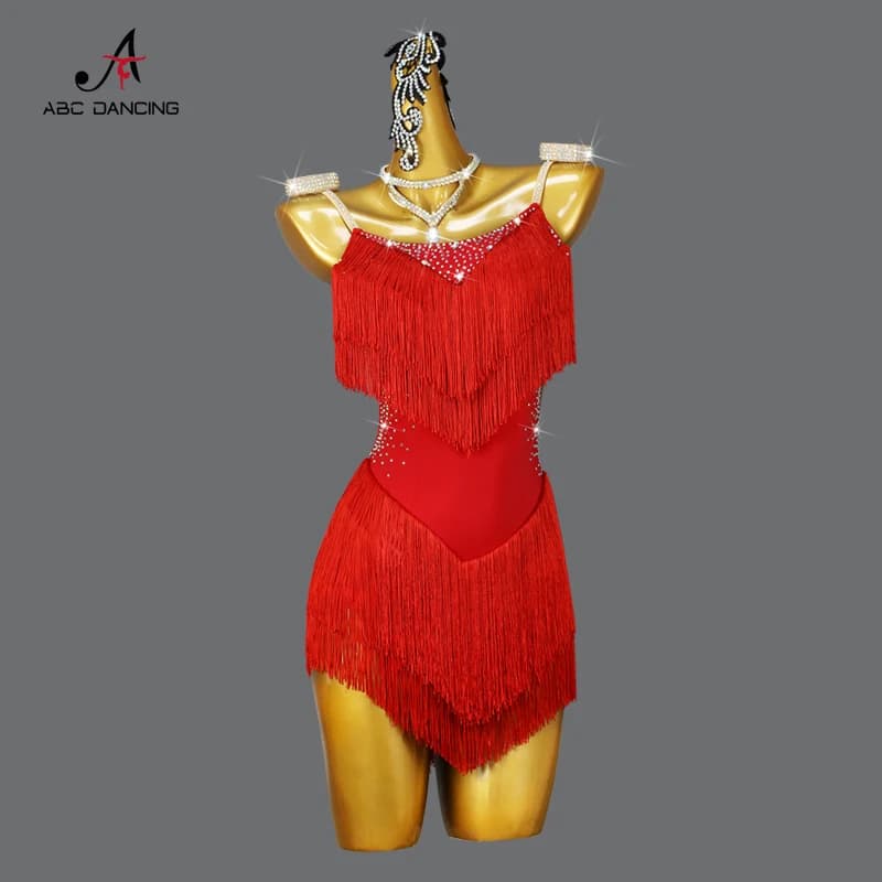 2025 New Latin Dance Fringe Dress Sexy Women Competition Prom Costume Ballroom Practice DanceWear Bodycon Girl Line Skirt stage