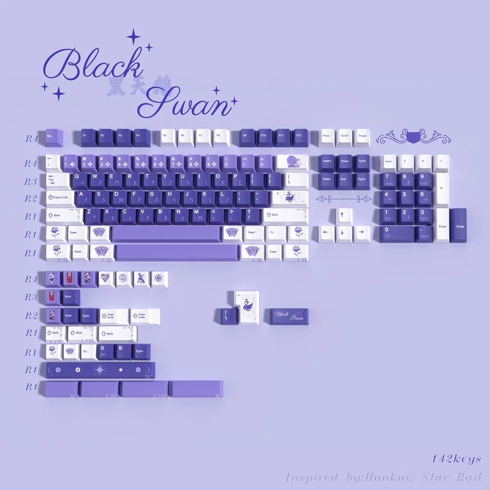 142 Keys/Sets Black Keycaps DIY Keyboard PBT Lightproof Material Cherry Profile DYE Subbed Keycap For GH60 GK61 GK64 RK68 RK84