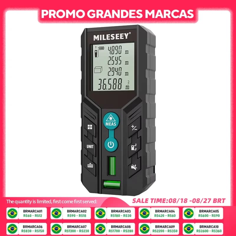 MILESEEY Laser Rangefinder D2 40M 60M 100M 120M Laser Tape Measure Double Horizontal Bubble Digital Roulette