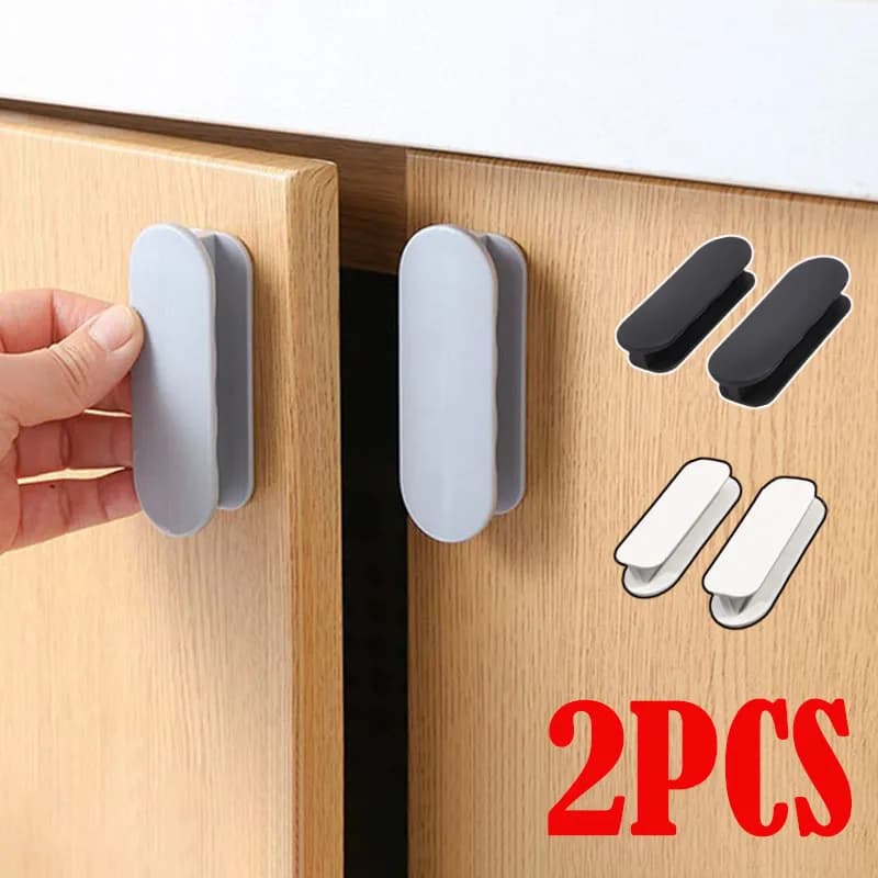 2PCS Window Cabinet Drawer Handles Self-adhesive Door Wardrobe Handle Organizer Paste Open Sliding Door Knob Auxliary Device