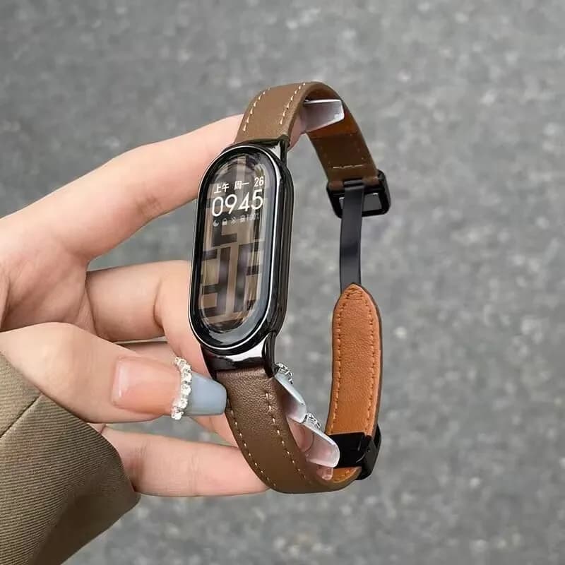 Leather Strap For Xiaomi Mi Band 9 Replacement Belt Magnetic Buckle Wristband Bracelet for xiaomi miband 8 mi band Correa Strap
