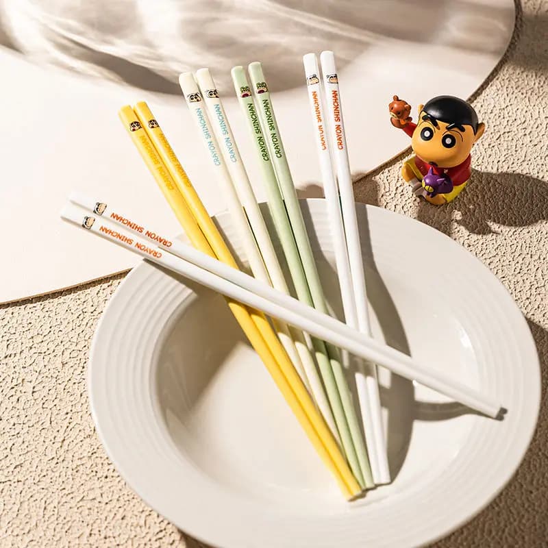 5 pairs Cute Cartoon Crayon Shin-chan Genuine Ceramic Chopsticks for Home Use New High-End Family Style One Chopstick Per Person