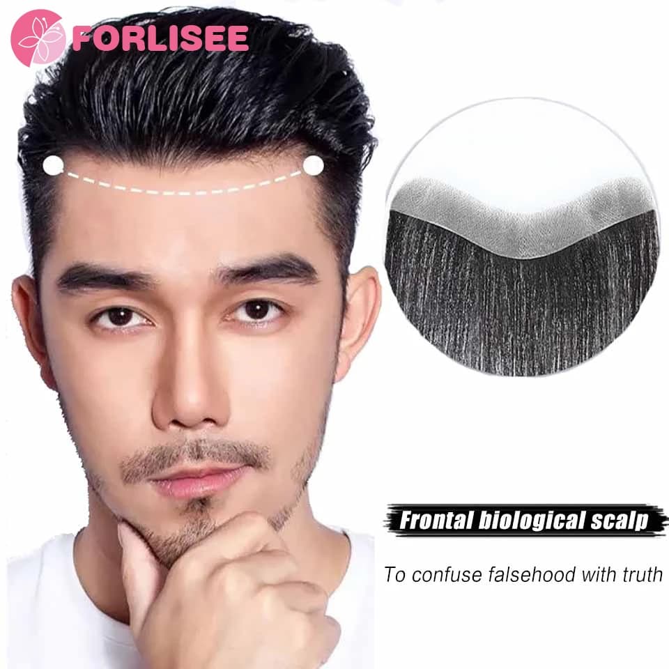 Synthetic Hairline Seamless Hair Patch Wig Patch For Men's Forehead Real Hair Bnvisible Biological Acalp M-shaped Forehead Bangs