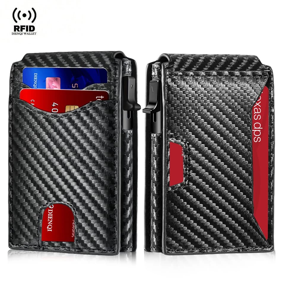 Carbon Fiber Rfid Credit Card Holder Men Wallets Anti Theft Slim Thin Wallet Luxury Cardholder Minimalist Wallet Purse Walet Bag