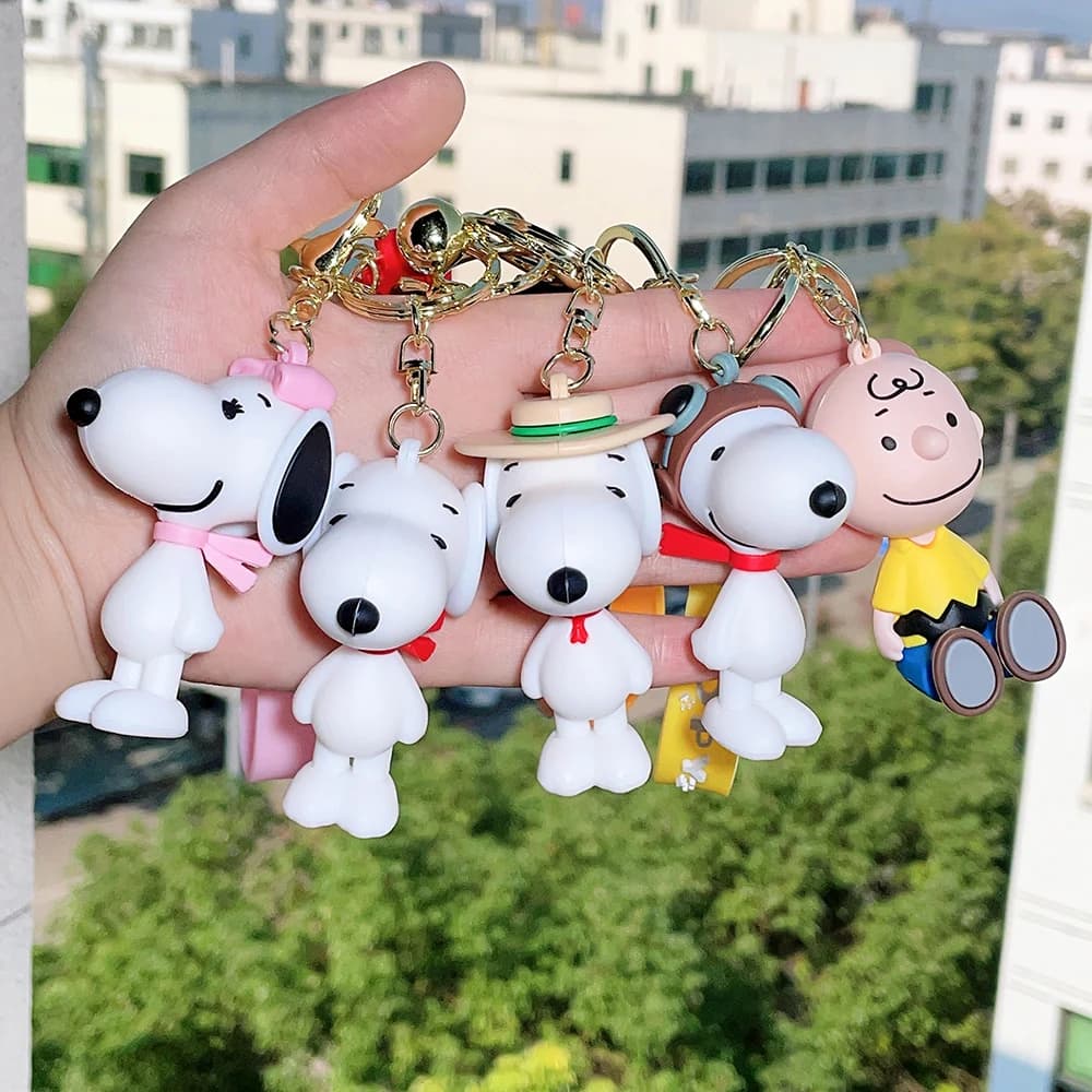 Kawaii Trendy New Snoopy Cartoon Schoolbag Charm Pendant Bag Fashion Jewelry Car Keychain Gift for Girls Toys Accessories