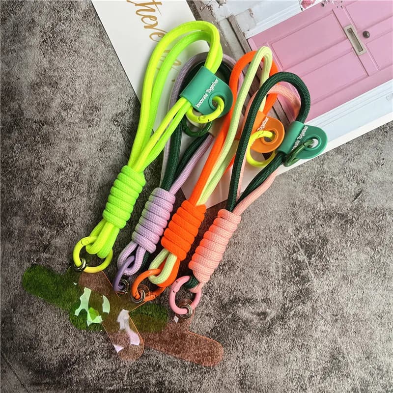 Cellphone Wrist Strap With Keyring Rope for Mobile Strap Pendant Contrasting Colors Telephone Laniere Universal Bag Lanyard