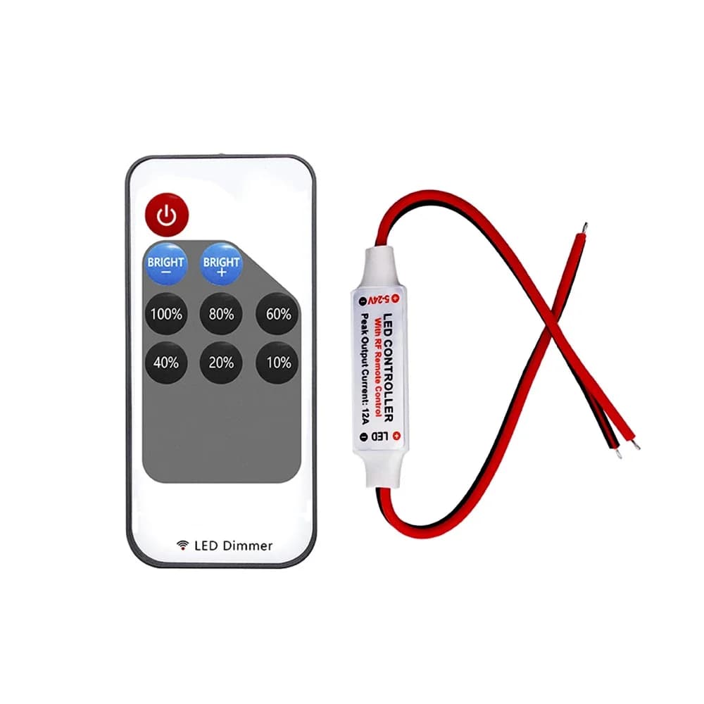 Mini LED Single Color dimmer DC 5V 12V 24V 6A 5050 2835 Strip Lights Constant Voltage PWM Signal Controller with RF 9-Key Remote