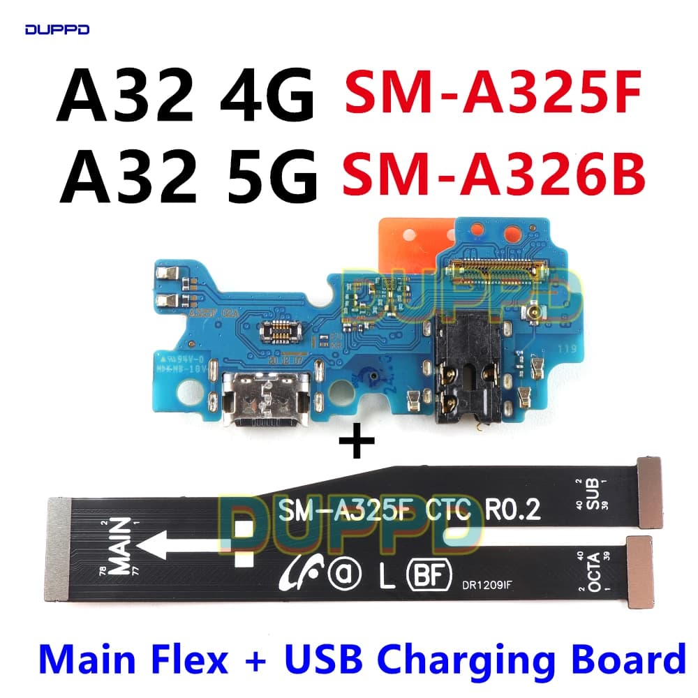For Samsung Galaxy A32 4G 5G A325F A325 A326B Dock Connector USB Charger Charging Port Mainboard Main Mother Board Flex Cable