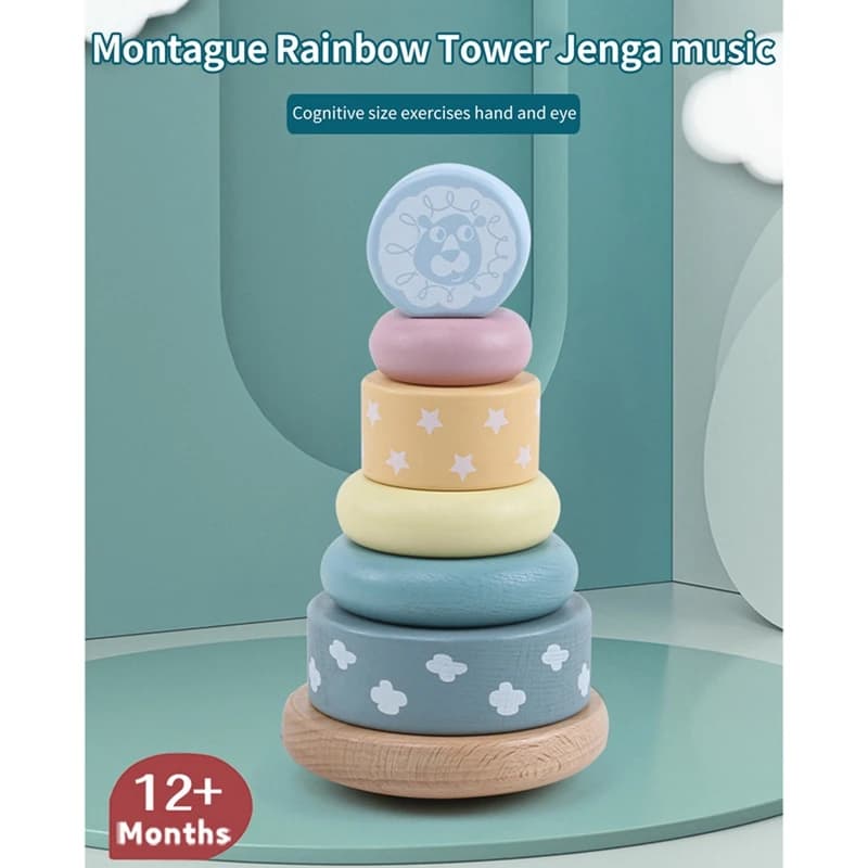 Wooden Stacking Tower,Macaron Colored Non-Reverse Educational Toys Handmade Wooden Toy For Stacking For Childs Gifts