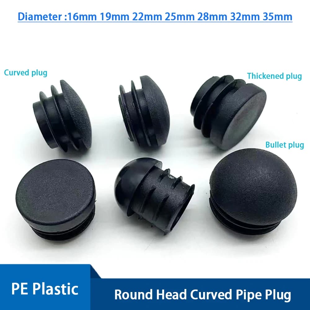 Dia16mm-35mm Black Curved Round Pipe Plug Table Feet Mat Floor Silent Protector Pads Chair Table Feet Decorative Dust Cove