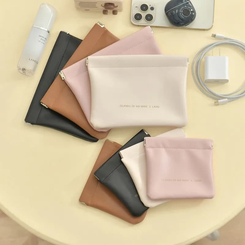 Pu Makeup Bag Storage Bags Shrapnel Bag Automatic Closing Data Cable Headphone Storage Bag Red Envelope Coin Purse Waterproof