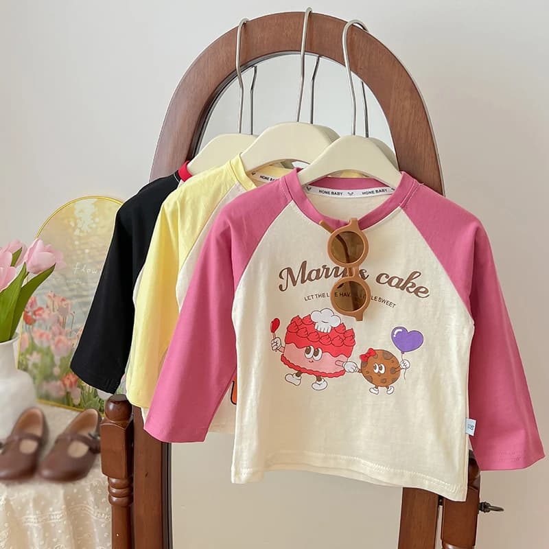 Spring Kids Cotton Tops Cute Cartoon Bear pattern Long Sleeve T-Shirt Boy Girls Classic Casual Loose Blouse Undershirt 0-13Y