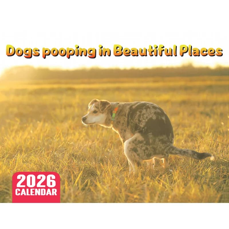 2026 Pooping Dog Calendar-Year Monthly Planner & Agenda Schedule Organizer Wall Calendar Funny Party Gag Gifts for Friends