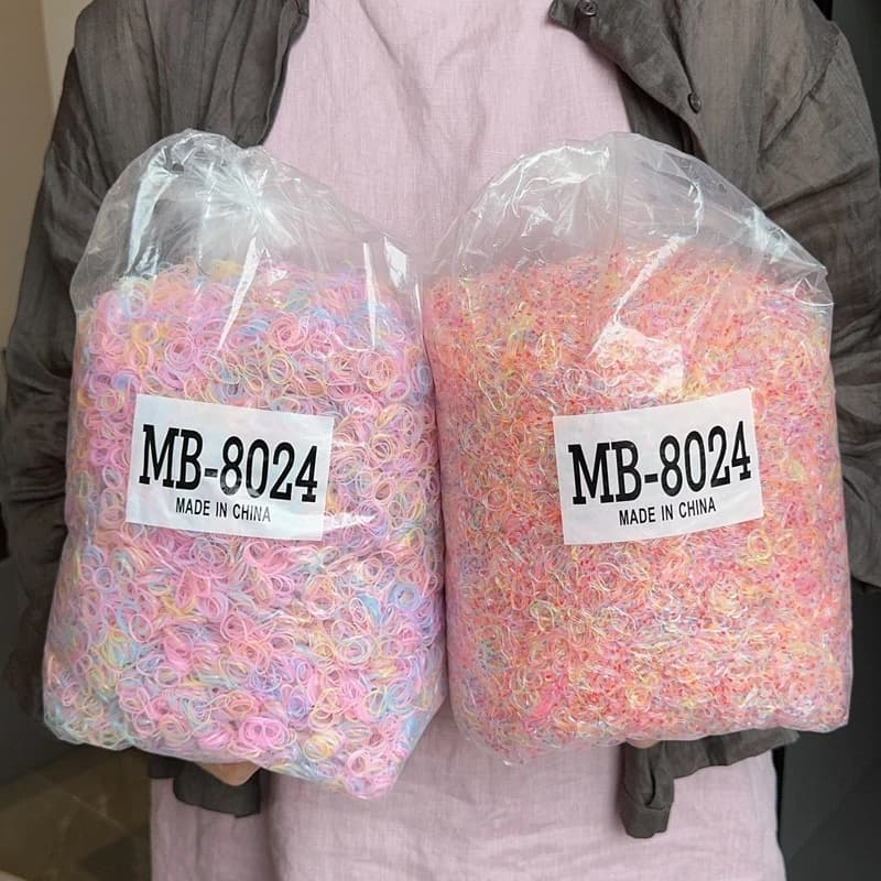 500Pcs/bag Girls Colourful Disposable Rubber Band Hair Ties Headband Children Ponytail Holder Bands Kids Hair Accessories