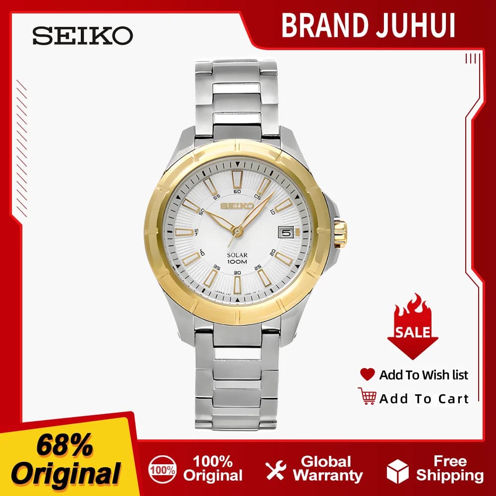 Seiko Original Japanese Men's Watch Solar Series10 Bar Waterproof Business Watch Stainless steel SNE084J1