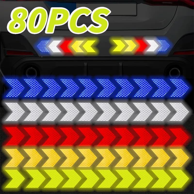 80-10PCS Safety Reflective Stickers Strip Luminous Warning Reflector Bumper Tape for Night Helmet Car Waterproof High Visibility