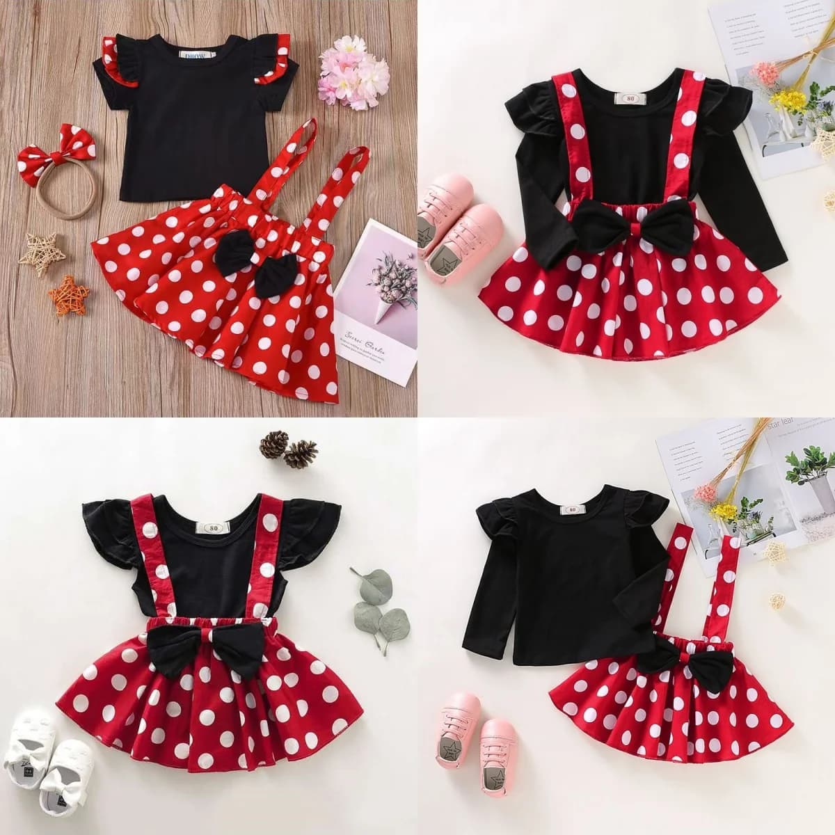 2Pcs/Set Baby Girl Dress Summer Girl Bow Polka Dot Dress Two-Piece Set Cute Girl Princess Dress Set Performance Outfit