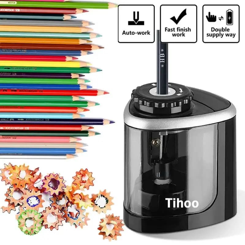 Electric Auto Pencil Sharpener for Students, Helical Steel Blade Sharpener for Artists, Colored Pencils for Kids and Adults 8005