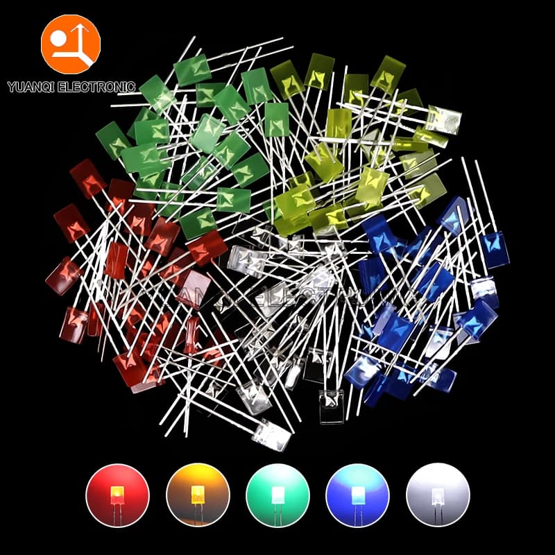 100PCS 2X5X7 Square LED 257 Red Light-emitting diode White Yellow Red Green Blue 2*5*7 Electronic DIY Kit
