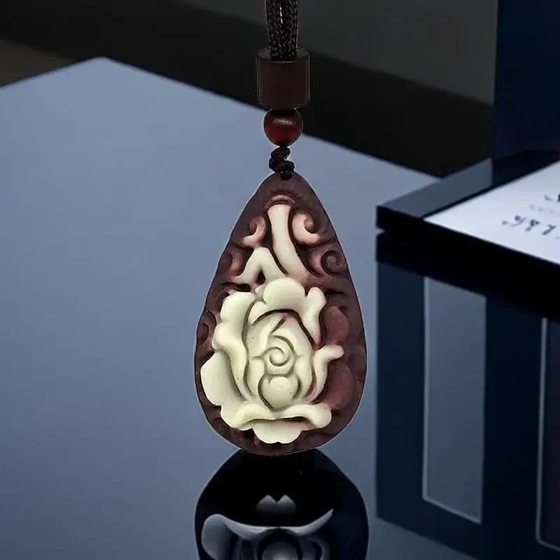 Jade Flower Pendant Real Amulet Natural Fashion Chinese Luxury Carved Charms Man Men Stone Jewelry Necklace Necklaces Amulets