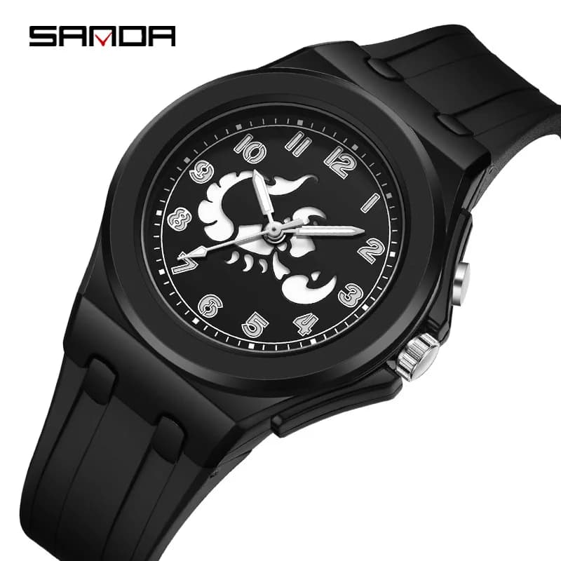 SANDA 6106 Student Quartz Watch Creative Unique Twelve constellations Dial Luminous Silicone Strap Wrist Watches for Boy Girl