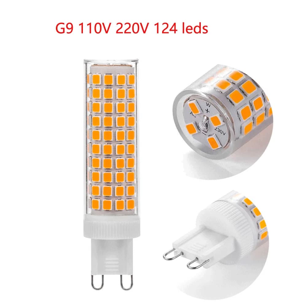 No Flicker G9 10W 12W LED Bulb 3000k 4000k 6000k AC110V/220V 2835 Corn Light 124 leds Chandelier Light Replace 100w Halogen