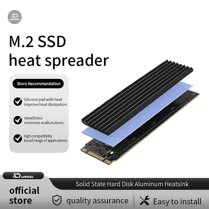 LDPCSJ M.2 SSD Heatsink M2 2280 Solid State Hard Disk Aluminum Radiator with Thermal Silicone Pad PS5 Desktop PC NGFF NVME