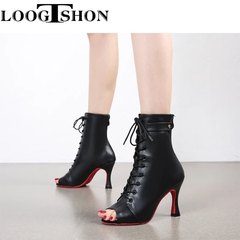Bottes noires à talons hauts pour femmes, talons aiguilles fins, chaussures de danse latine, sexy,salsa et tango