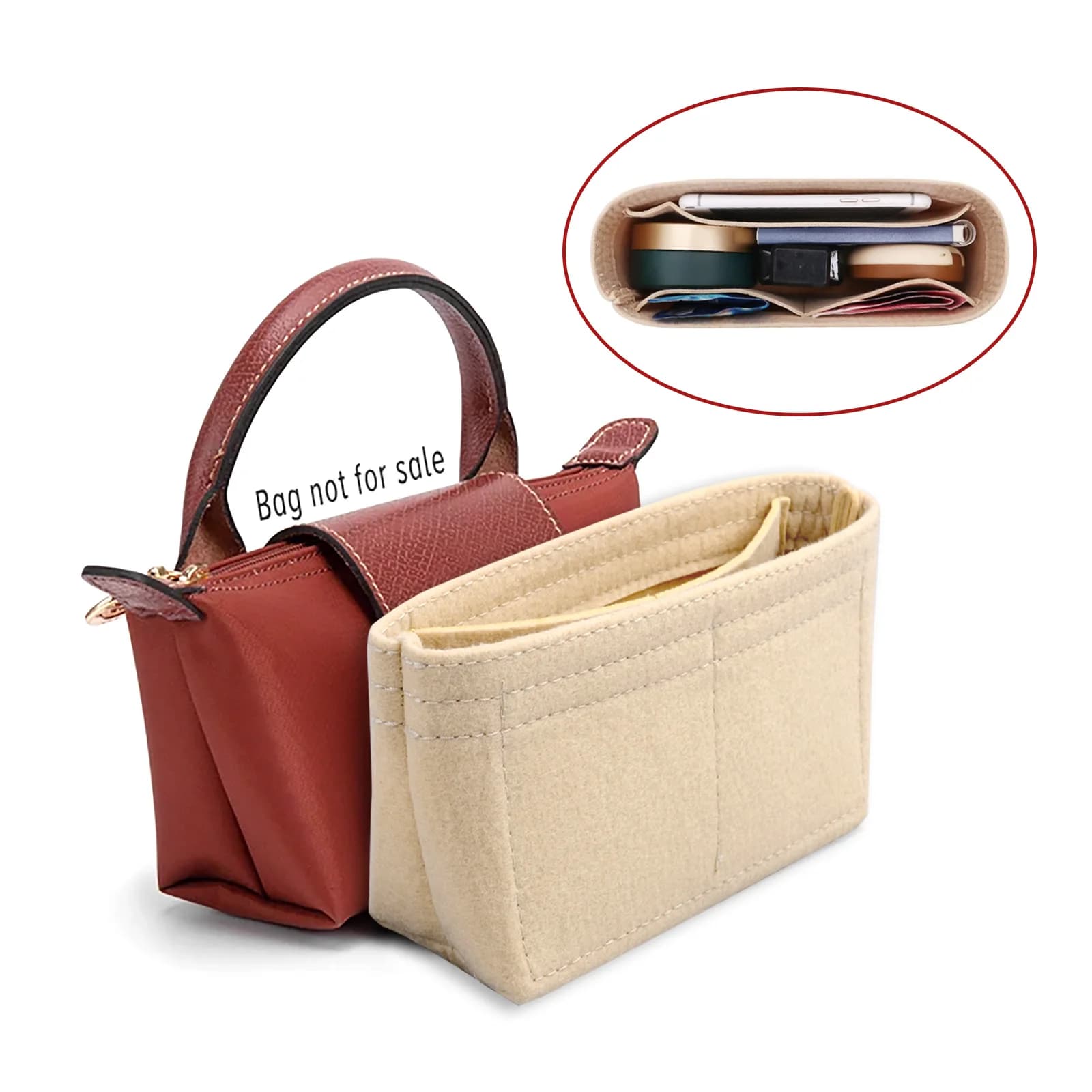 Bag Organizer For Longchamp Mini Bag Storage Bag The Liner Bag Felt Purse Insert Handbag Liner Bag
