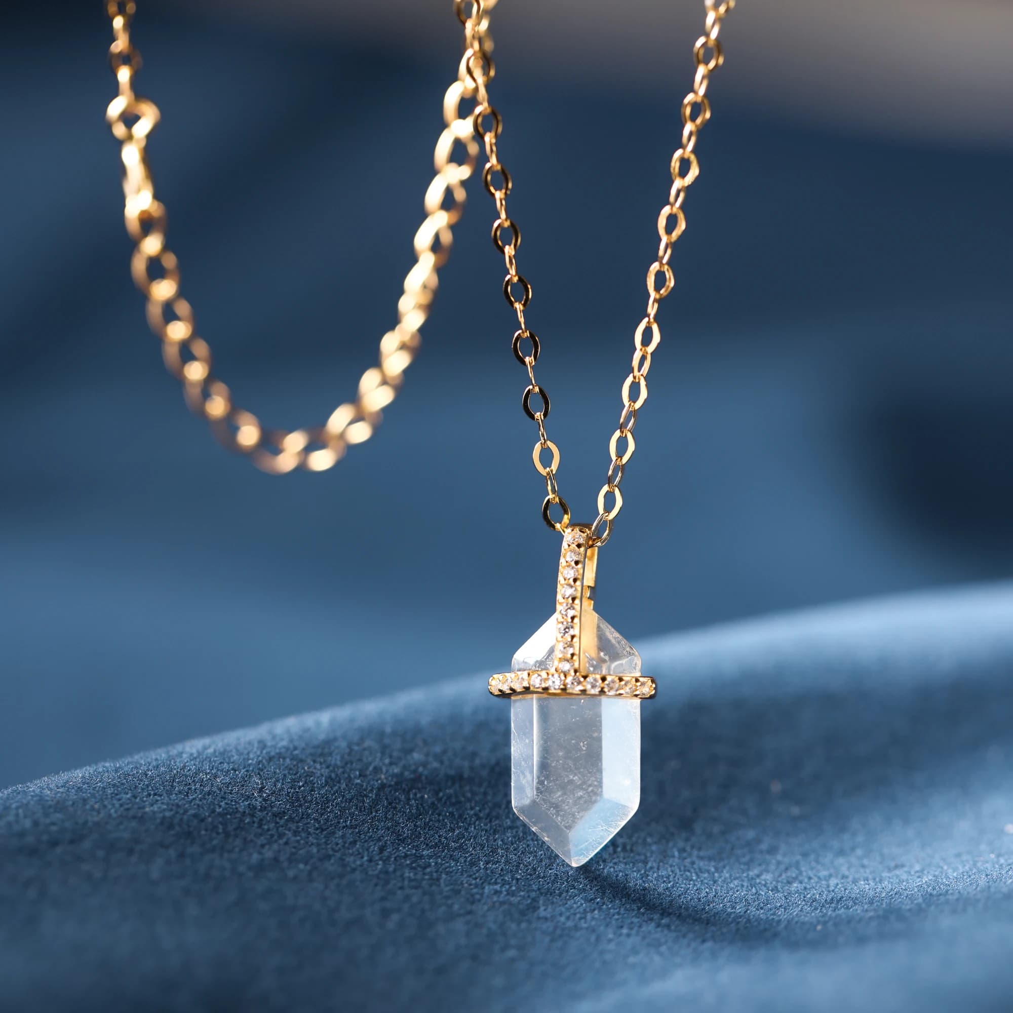 Moonstone S925 Sterling Silver Pendant Necklace for Women Faceted Zircon Micro Pave Healing Gifts Jewelry Engagement Ring