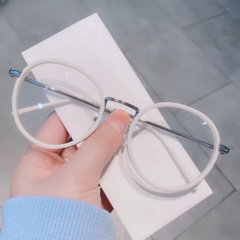 2024 Fashion Big Round Glasses Frame Men Women Metal Glasses Frames Vintage Optical Eyeglasses Black White Spectacles Eyewear