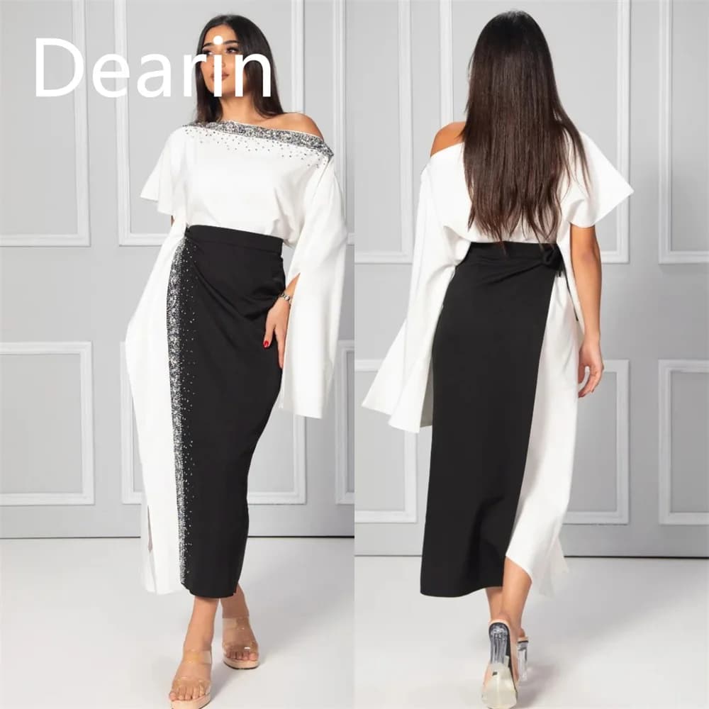 Customized Evening Dress Prom Gown Formal Party Occasion YPMWZX Off-the-shoulder Sheath Ankle Length Skirts Ribbon Bespoke Occas