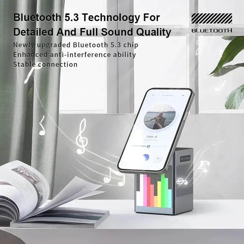 6 in 1 Magnetic Wireless Charger Fast Charging with Bluetooth Speaker Alarm Clock for Iphone 16 15 14 Pro Max Airpods 2 iwatch
