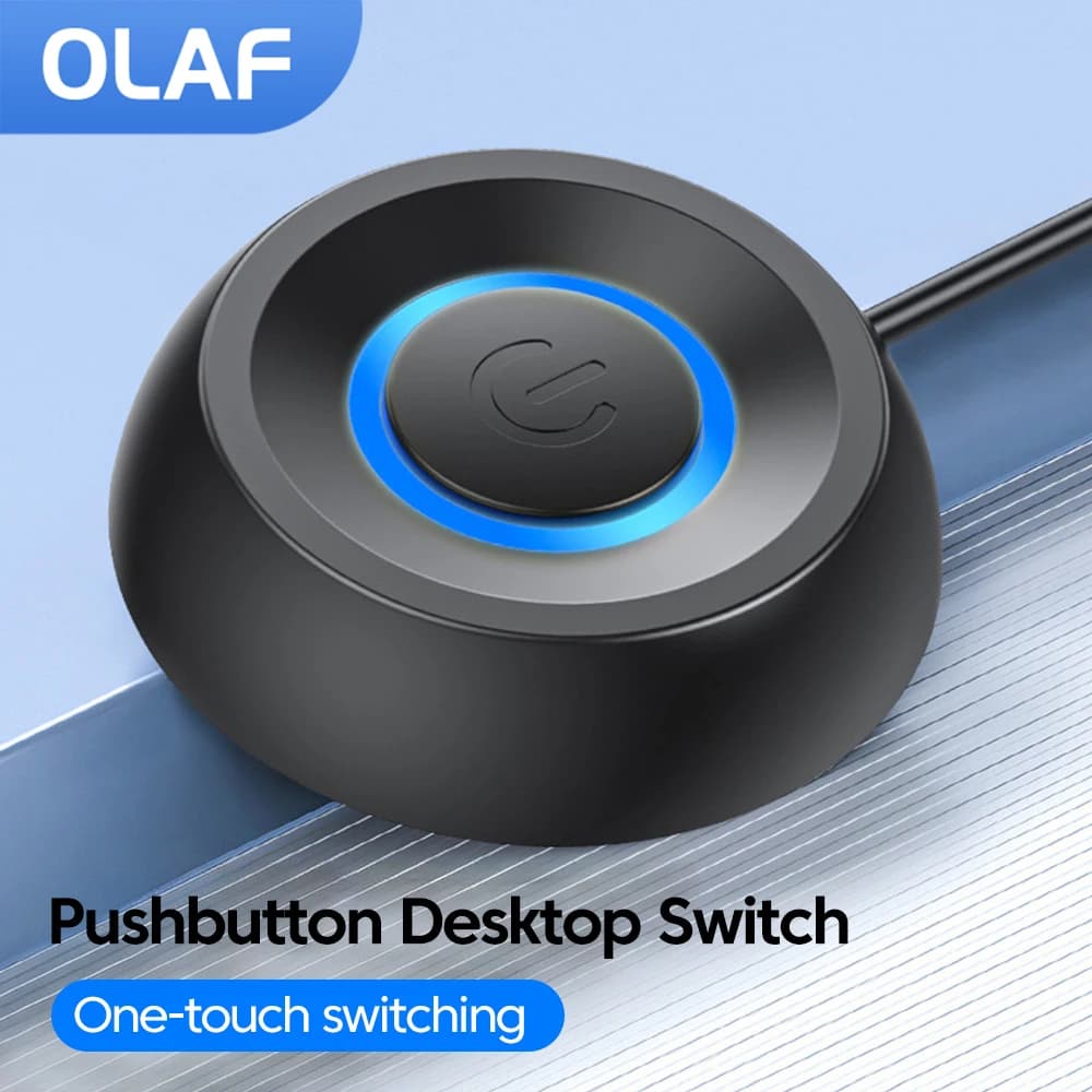 Olaf Computer Desktop Switch 1.8M LED Lights PC Motherboard External Start Power On/Off Button Extension Cable for Home Office