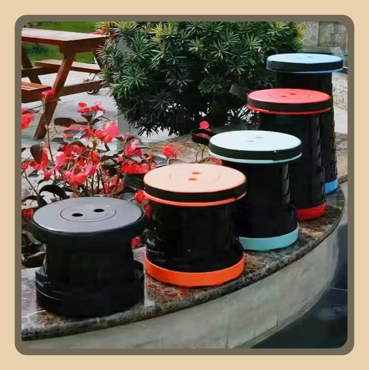 Rainbow Folding Stool, Folding Telescope Stool, Adjustable Plastic Fishing Stool, Outdoor Travel Folding Stool