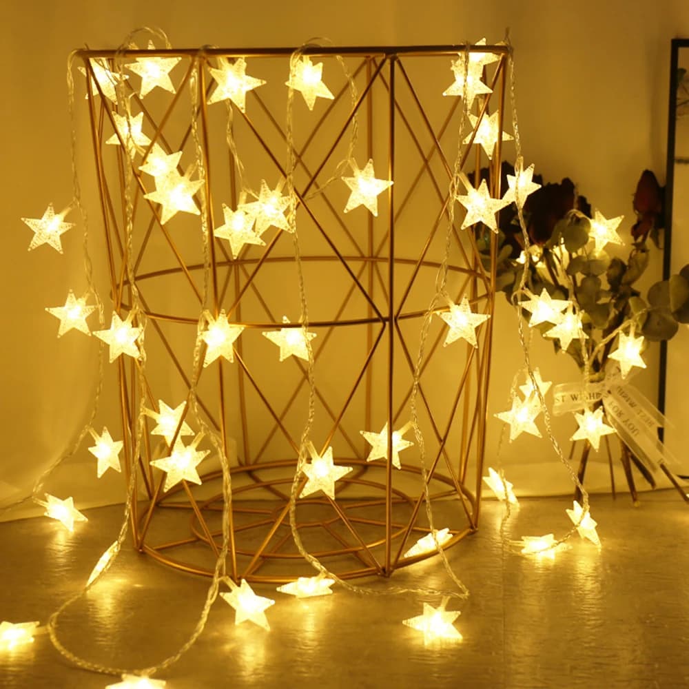 LED Star Fairy Lights Outdoor Chain Lights Garland Bulb Fairy Lights Party Home Wedding Terrace Garden Christmas Decor
