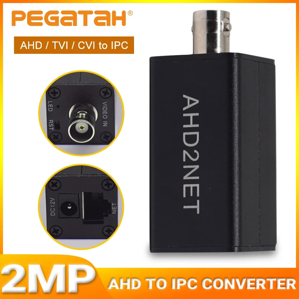 PEGATAH AHD/TVI/CVI Signal Source Analog to IP Camera Converter 2MP 1080P Full HD, ONVIF Protocol, RJ45 Output For NVR Systems