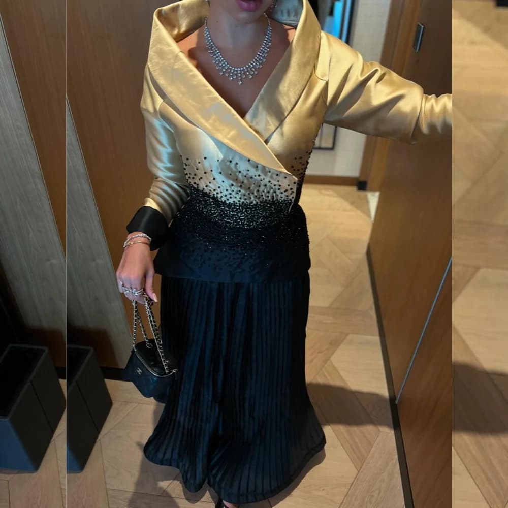 Customized Fashion Pleat Mermaid V-neck Midi Dresses Prom Dresses Classic Exquisite Modern Style Pastrol Unisex Chinese Style Ca